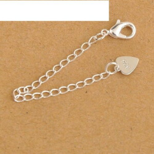 5 chainettes d'extension 7cm en argent 925  avec embout coeur