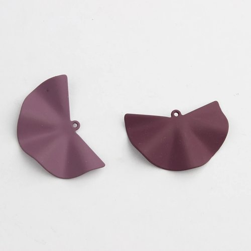 Lot de 2 breloques géométriques en alliage de zinc pour boucles d'oreilles, pendentif en éventail violet prune
