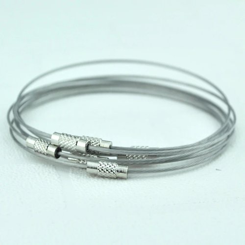 Cordon bracelet argent en fil d'acier 1mm à visser 22.50cm