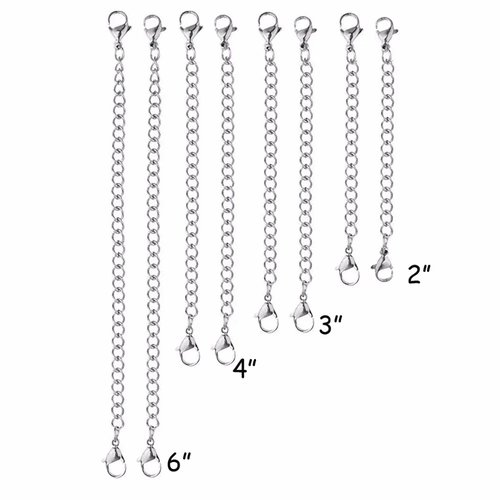 Chainettes d'extension 7.50cm double fermoir acier argent ou or