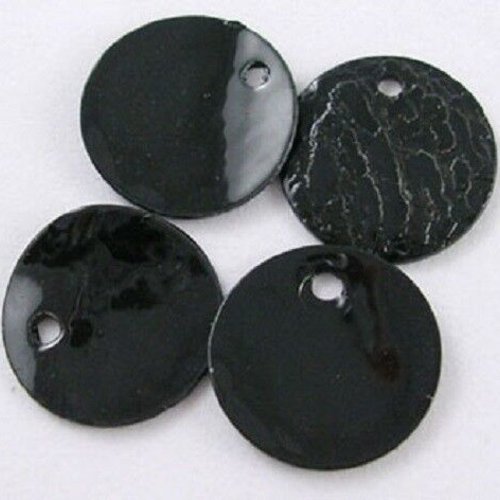 2 perles nacre noire naturelle plate- palets 15mm