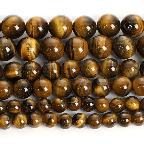 Lot de 10 perles en œil de tigre marron naturel aaaaa,  rondes lisses de 8mm pour la guérison, la méditation