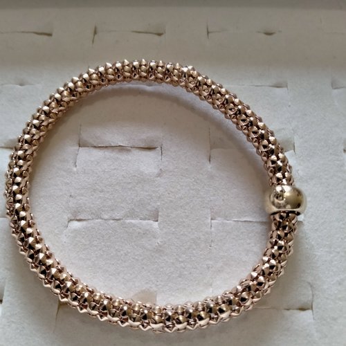 Bracelet extensible corde jonc en acier argent , or ou rose avec perle