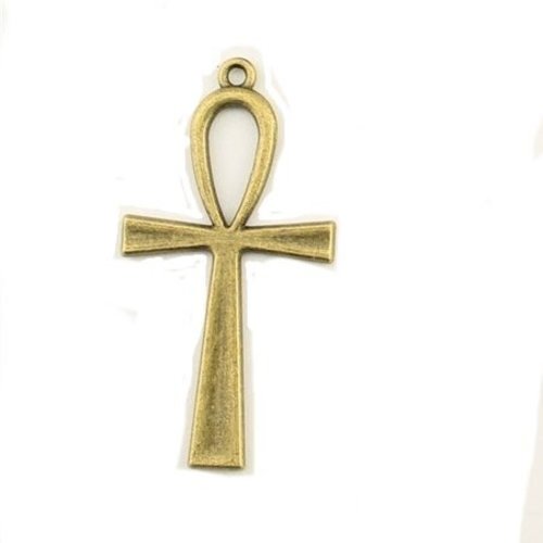 Pendentif religieux croix egyptienne  guerre dieu ankh ton antique  en acier argenté ou bronze