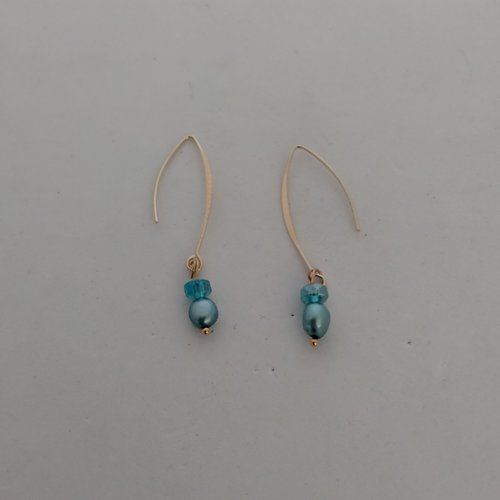 Boucles d'oreilles perles sur crochet acier doré