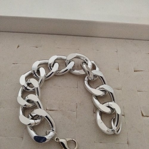 Bracelet larges maillons en plaqué argent