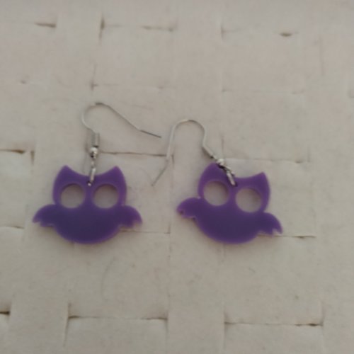 Boucles d'oreilles halloween chauve souris plastique