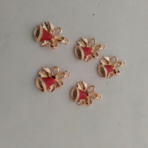 Lot de 5 breloques pendentifs émail et métal doré