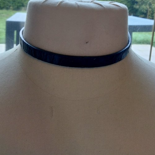 Collier ras du cou ou double bracelet en simili cuir noir style gothique