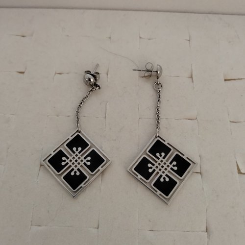 Boucles d'oreilles acier argent gris ou noir