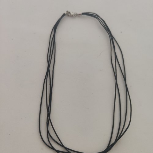 Cordon collier en coton ciré noir