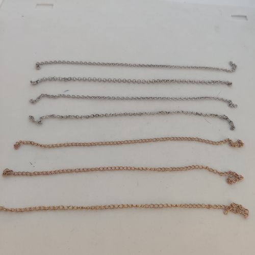 Lot de 7 chainettes en acier doré et argent
