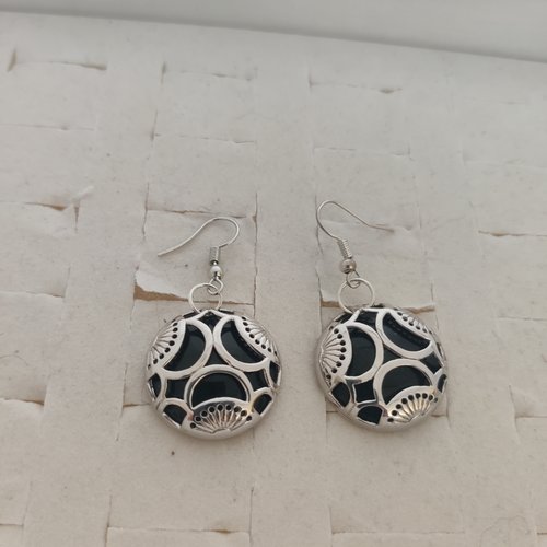 Boucles d'oreilles rondes en argent femme style asiatique