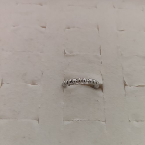 Bague acier petites perles argent ou or