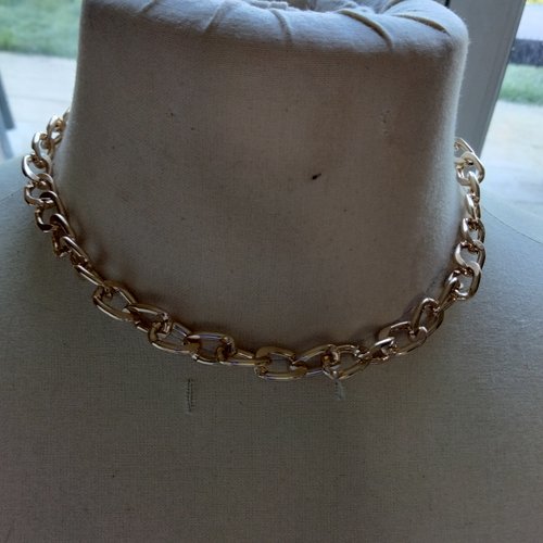 Collier gros maillons métal doré