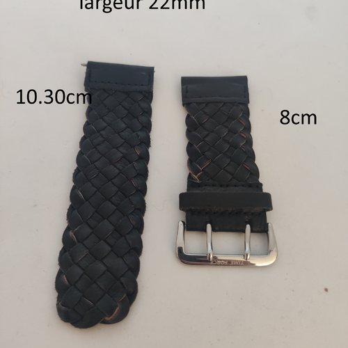 Bracelet montre cuir tressé marron femme