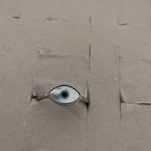 Bague argent 925 mauvais oeil en nacre blanche