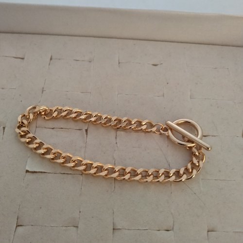 Bracelet acier doré fermoir toggle