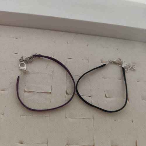 Lot de 2 bracelets nubuck noir et violet