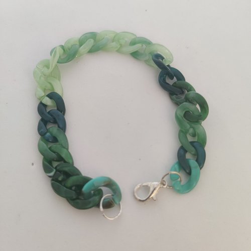 Bracelet petits maillons en acétate vert acryliques -résine