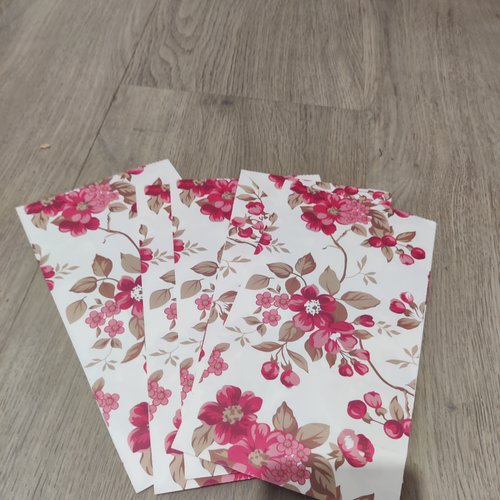 Lot de 5 pochettes cadeaux blanc motifs 23x13cm cm sachet kraft soufflet,