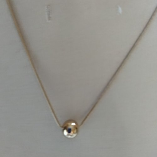 Collier perle doré ou argent en métal sur chaine en acier inoxydable