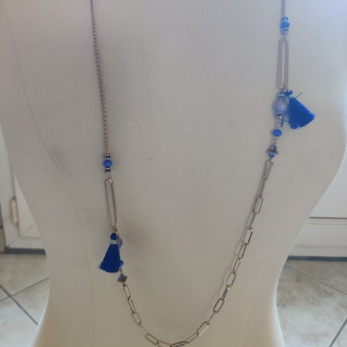Collier sautoir acier doré avec breloques