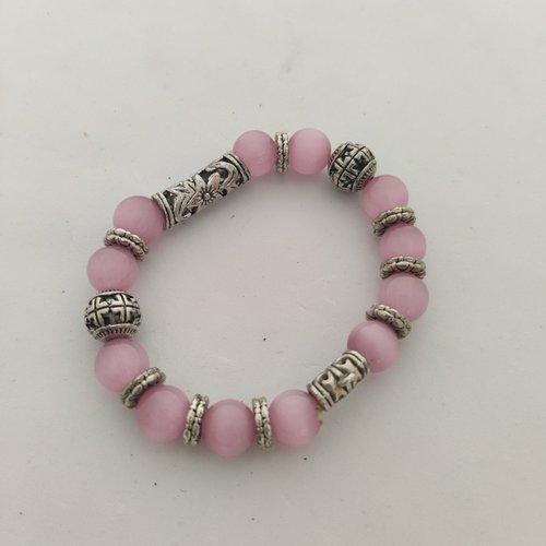 Bracelet  perles en verre rose