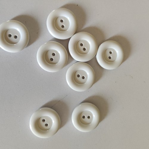 Lot de 8 boutons blancs de 20mm