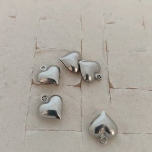 Lot de 5 pendentifs breloques en forme de cœur 3d