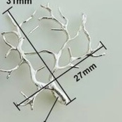 Pendentif en forme de branche de branche en laiton doré ou plaqué argent