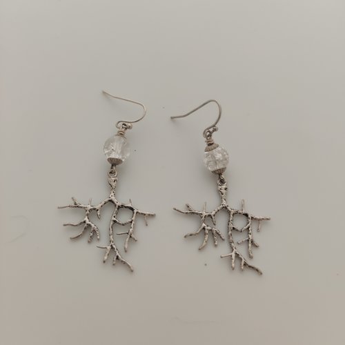 Boucles d'oreilles perle en verre et laiton argent