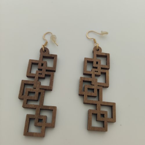 Boucles d'oreilles bois et acier or