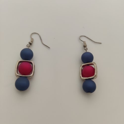 Boucles d'oreilles perles polaris et acier argent