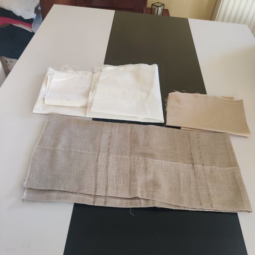 Chutes tissus coton beige et blanc