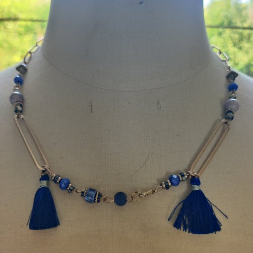 Collier acier or avec breloques