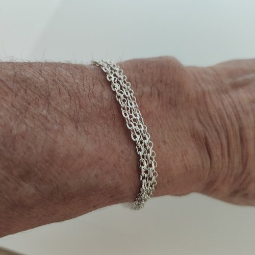Bracelet acier argent 4 chainettes