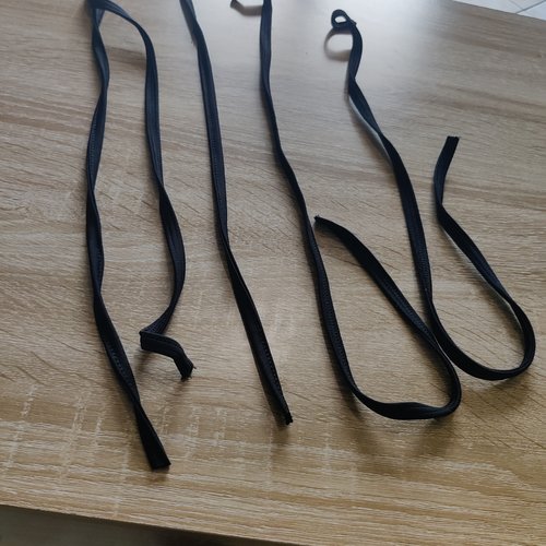 Lot de 6 chutes de cordons plat élastique noir polyester