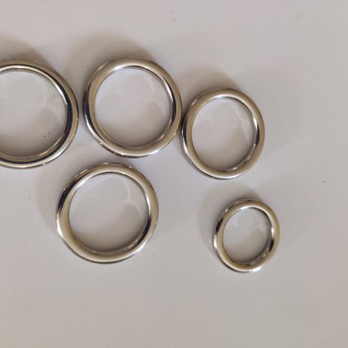 Lot de 5 grands anneaux inox argent