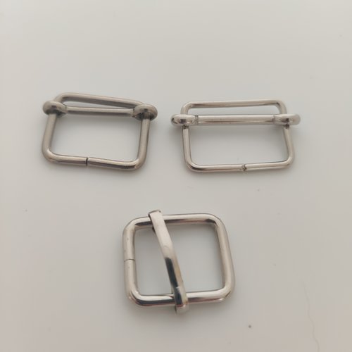 3 boucles inox argent pour sangle de sac