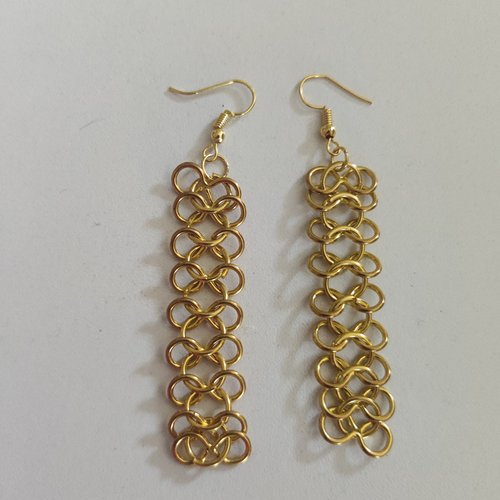 Boucles d'oreilles pendantes anneaux acier or