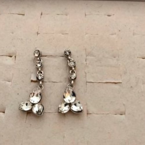 Boucles d'oreilles plaqué argent cristal blanc