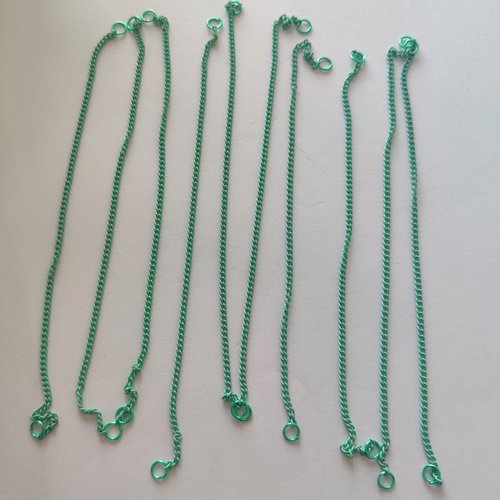 Lot de 20 grandes chainettes acier inoxydable vert avec anneaux de jonction