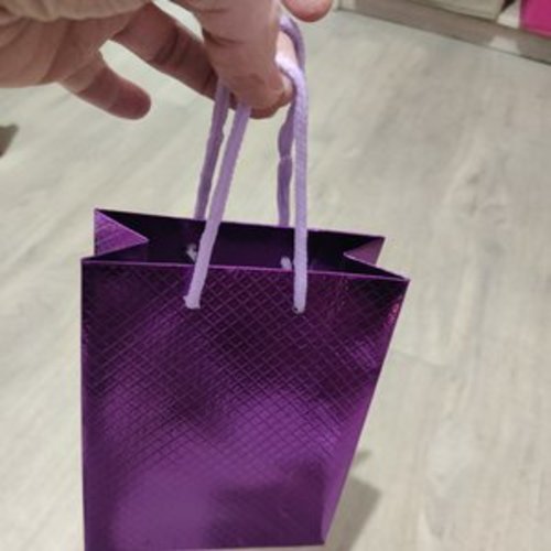 Lot de 5 sacs cadeaux de luxe de couleur violet brillant en carton pelliculé