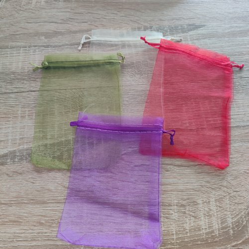Lot de 20 pochettes cadeaux organza de différentes couleurs