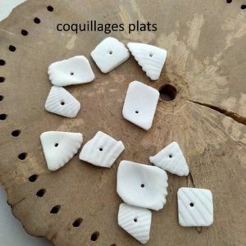 Lot de 26 perles plates en nacre naturelle irrégulière