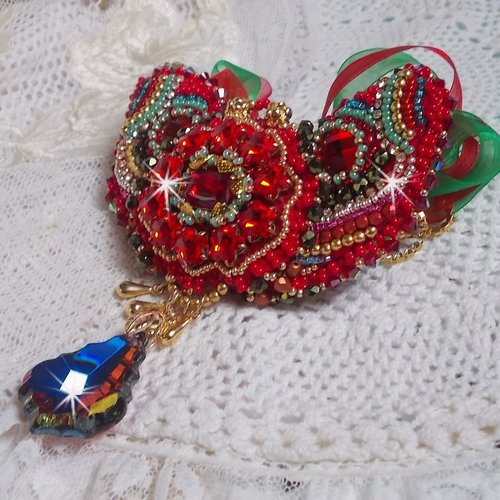 Grande Broche Vintage Carven Haute Couture à Cabochons - Plaqué Or, Occasion