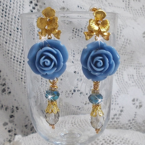 Chouchou élastique à Cheveux Avec Roses Strass Jaune Clair Et Perles – Unique !