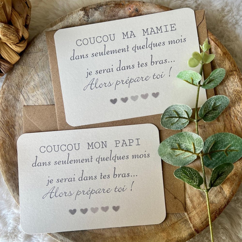 Annonce grossesse coucou mon papi coucou ma mamie, tati, tonton