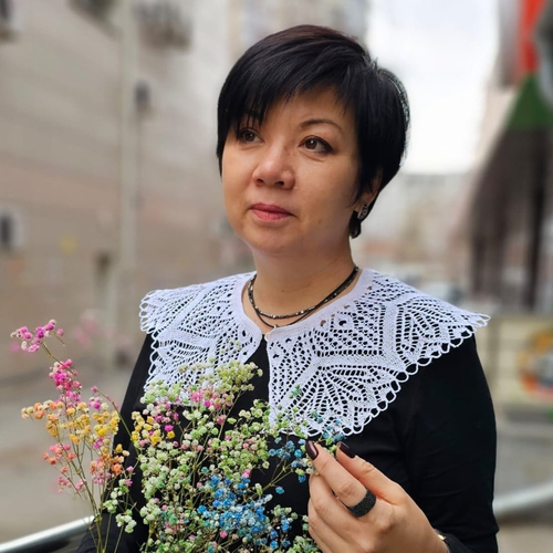 Collier en dentelle tricoté pour femmes / col blanc 100% coton, col large